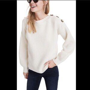 Madewell Boatneck Button Shoulder Cream Sweater - M